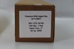 36″x100′ 5mil  Waterproof Positive Inkjet Film