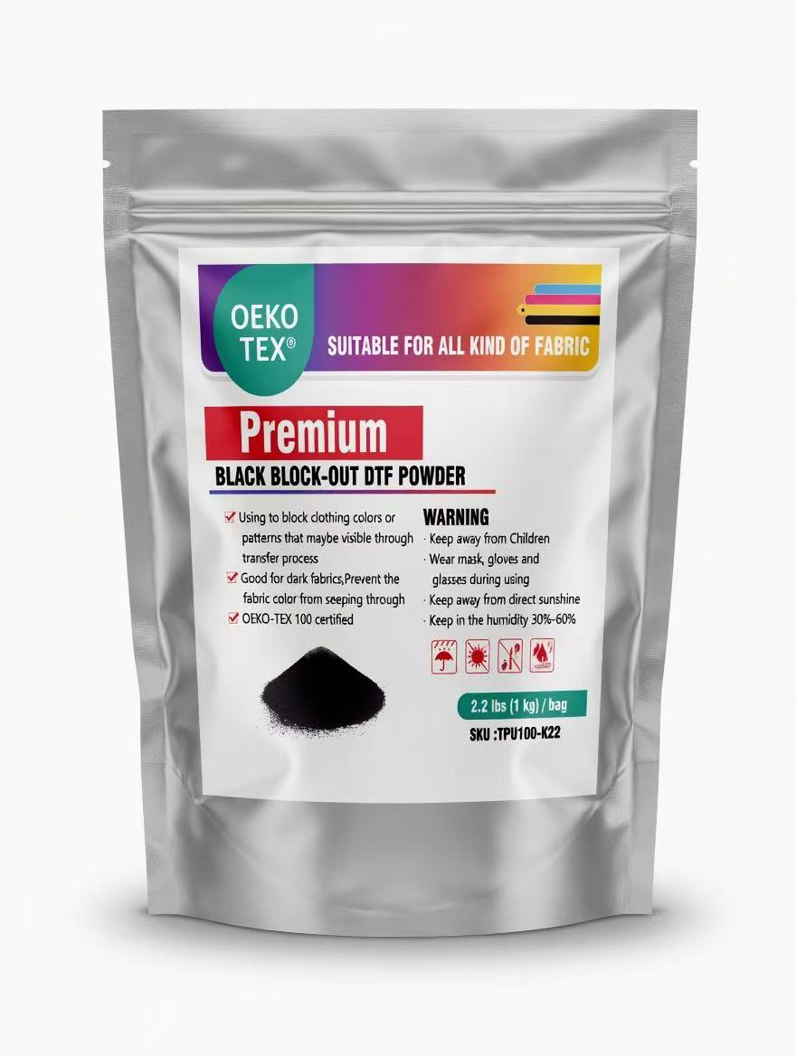 SHL LA SUPPLY Premium TPU DTF Powder | Hot Melt Adhesive Powder for DTF Transfer OEKO-TEX Certificated Black 1KG Bag (2.2 Lbs)