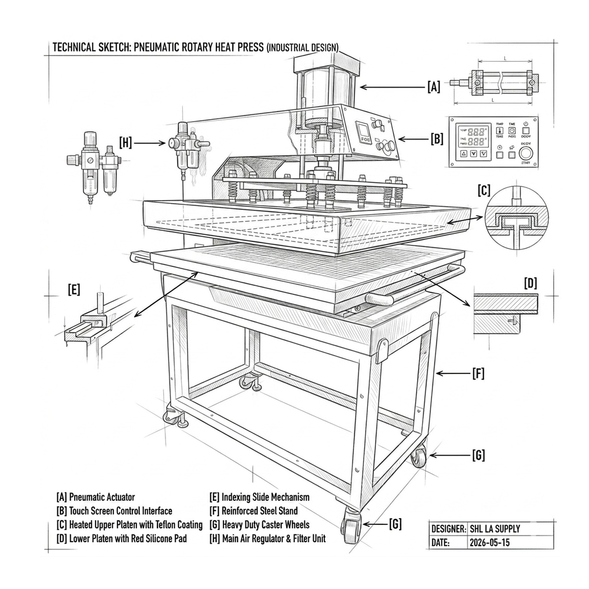 SHL DTF/Screen Material 32"x40" Automatic Pneumatic Drawer Heat Press | Industrial Large-Format Press