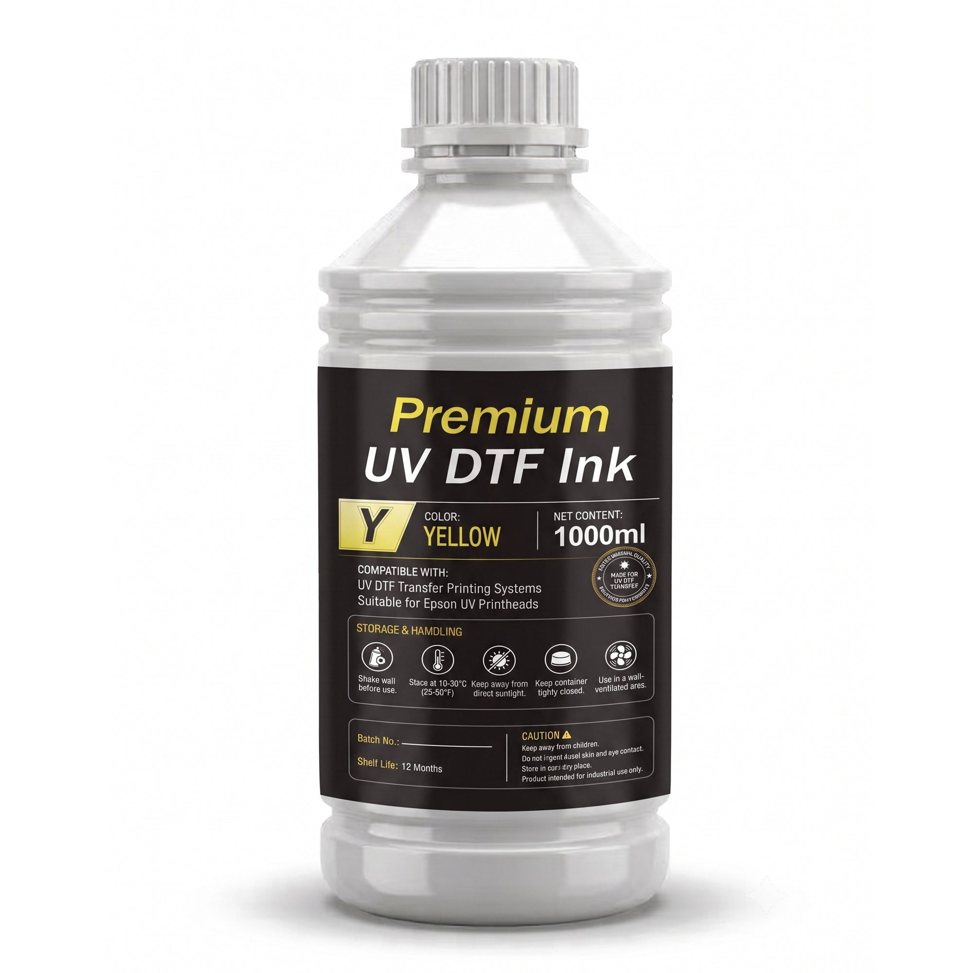 SHL LA SUPPLY Premium UV DTF Ink 1000ml / Bottle for Epson Printhead A+B Film UV DTF Printing Yellow