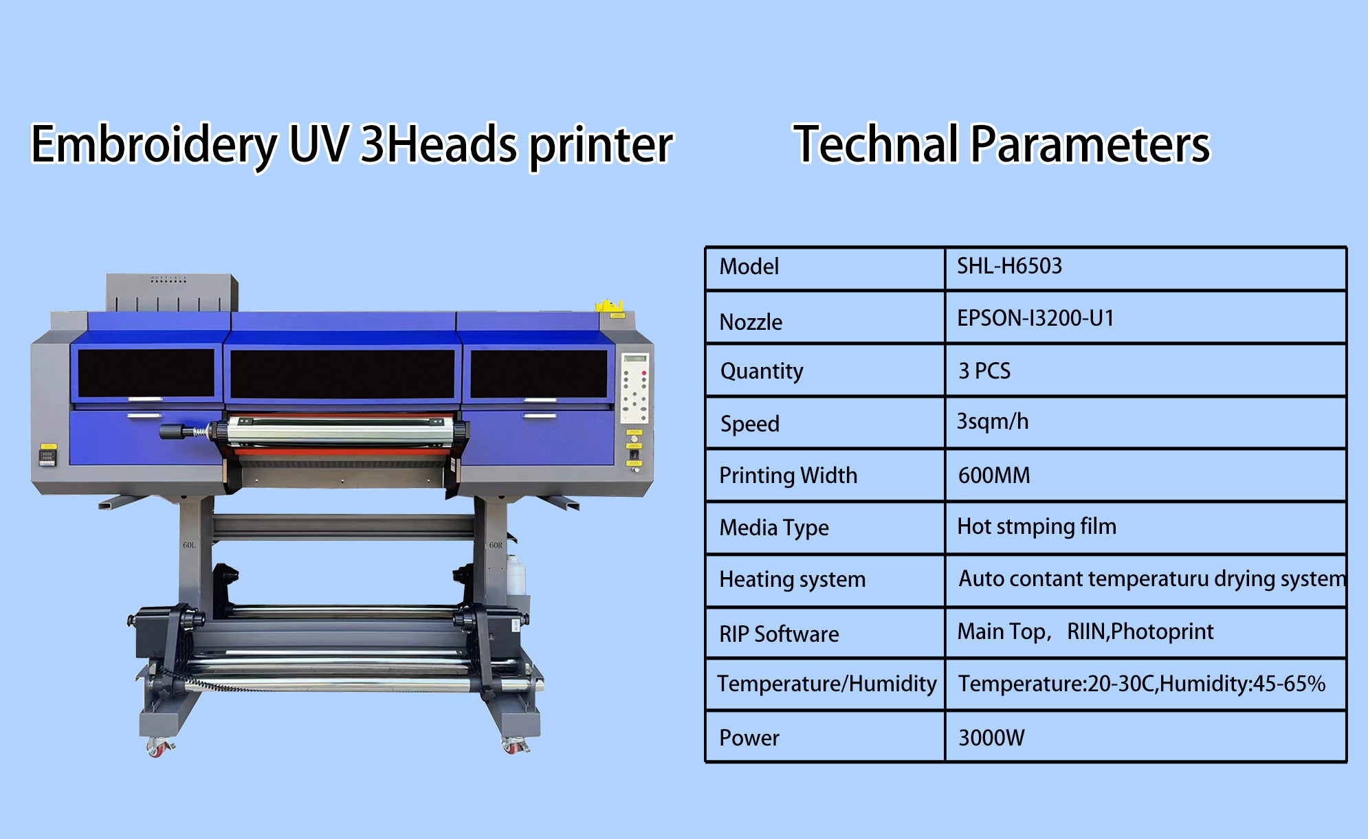 SHL DTF/Screen Material 24" Imitation embroidery UV DTF Printer Epson I3200U1 (3 printheads) UV Printing Machine