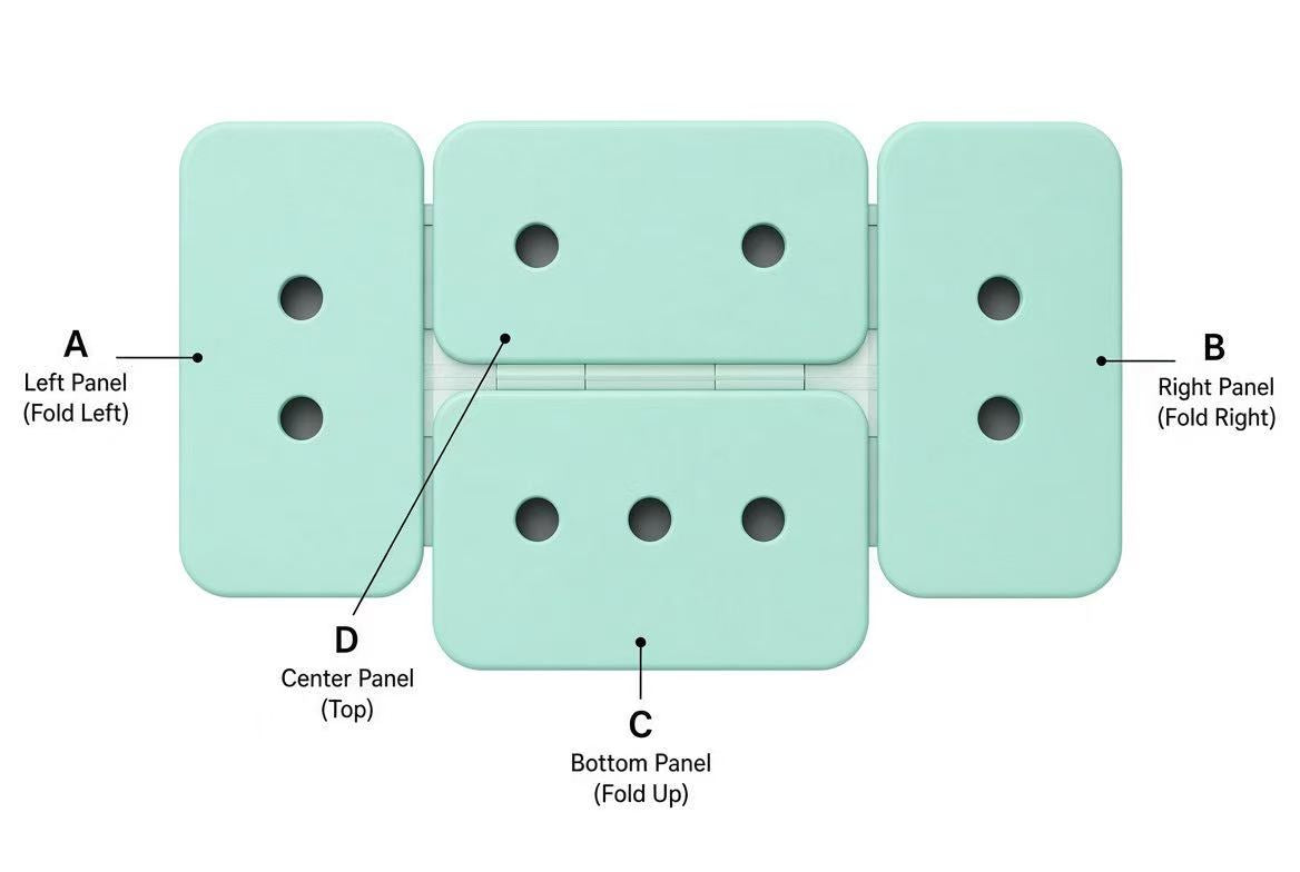 Close-up view of the reinforced durable hinge buckle on the clothes folding board designed for smooth repeated folding