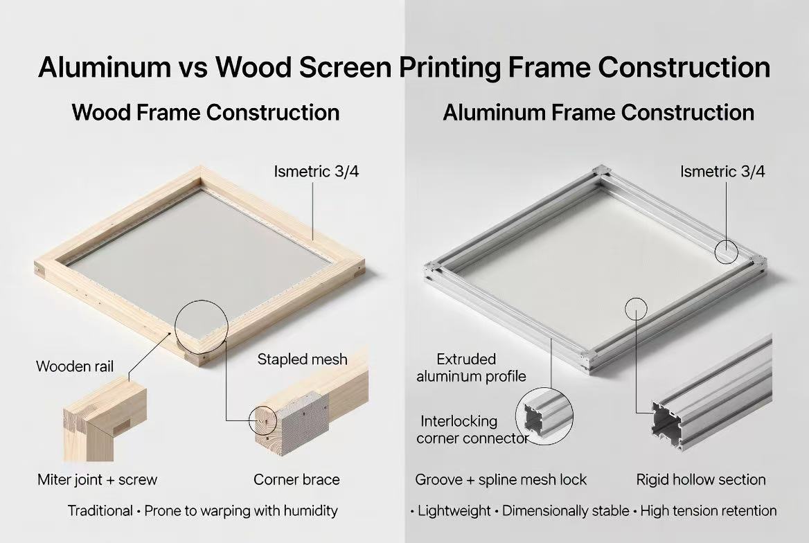 Aluminum vs Wood Screen Printing Frame Construction