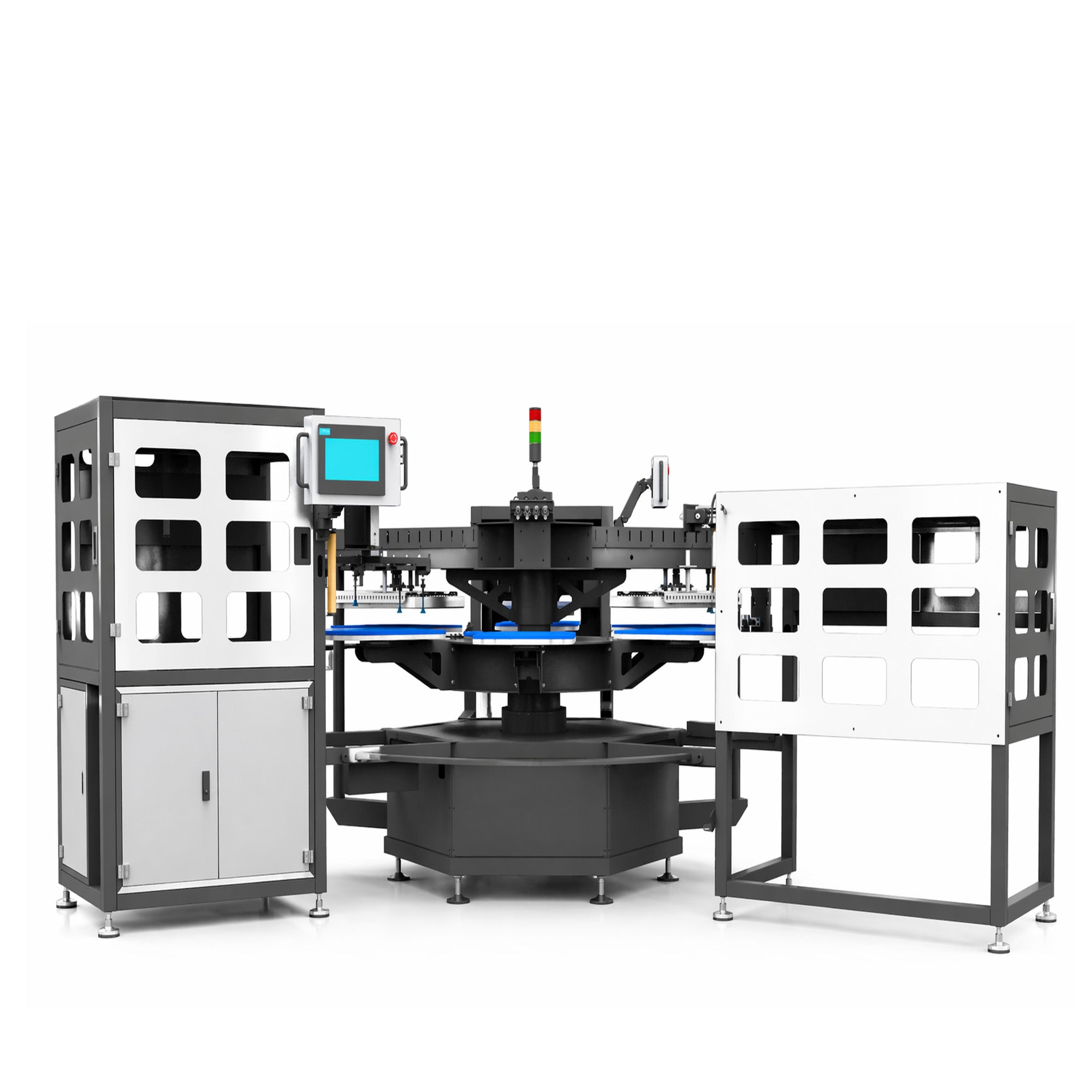 SHL LA SUPPLY 6 Station Carousel Fully Auto Heat Press including Feeder/Peeler/Puller For POD Business