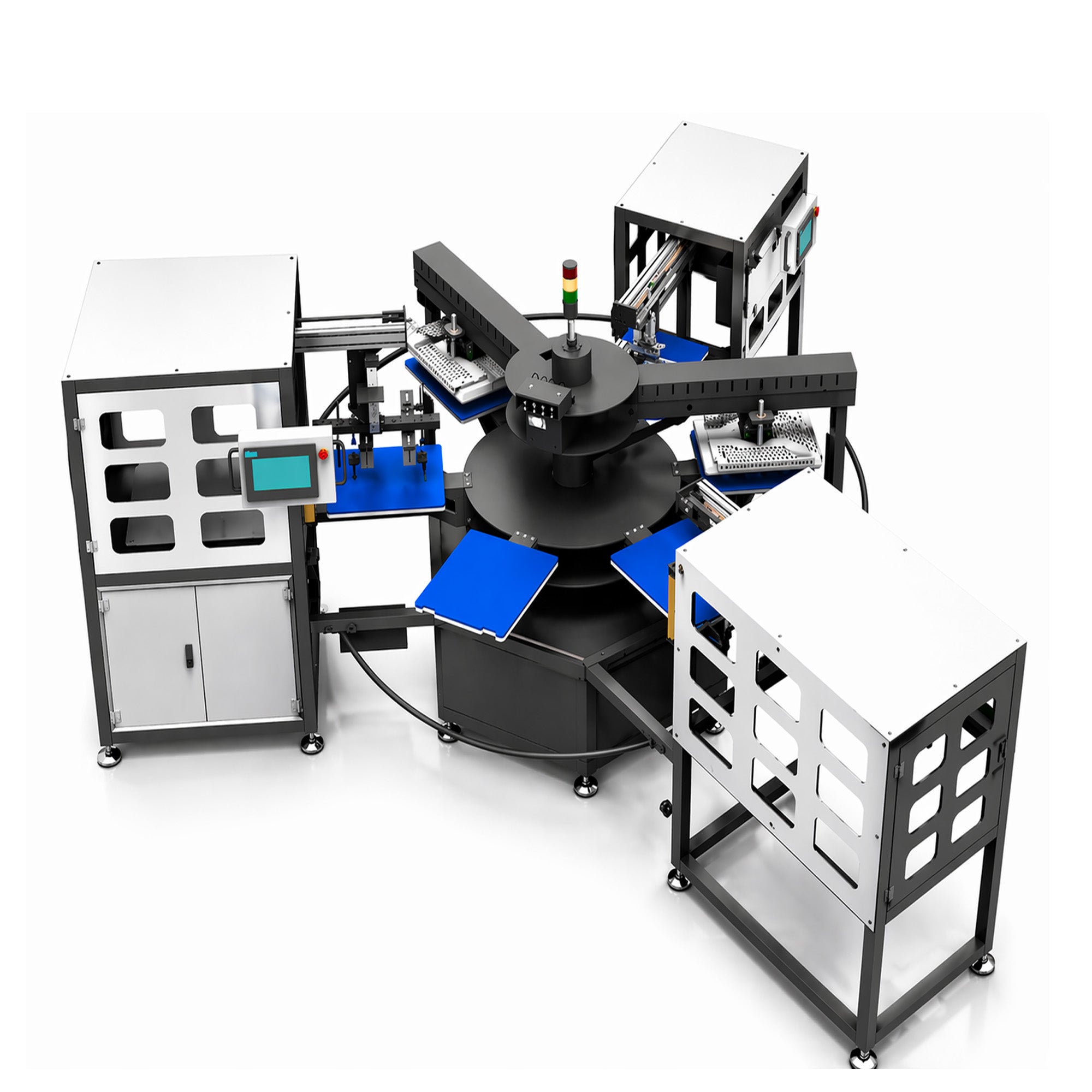 SHL LA SUPPLY 6 Station Carousel Fully Auto Heat Press including Feeder/Peeler/Puller For POD Business