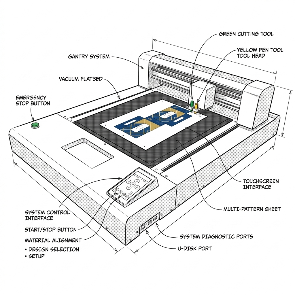SHL LA SUPPLY Dual-Blade Heads Flatbed Cutting Plotter with Visual positioning system A3+